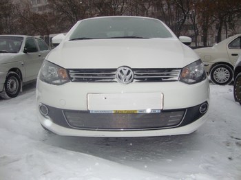 Защитная сетка радиатора ProtectGrille для Volkswagen Polo седан (2010-2015 Черная) - ОбвесКарРу. 