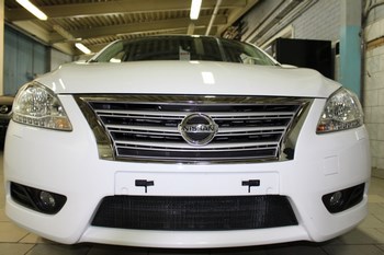 Защитная сетка радиатора ProtectGrille для Nissan Sentra (2014-2015 Черная) - ОбвесКарРу VIN: NISSENT.black. 