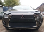 Защитная сетка радиатора ProtectGrille для Mitsubishi Outlander XL, 2 части (2010-2012 Черная)