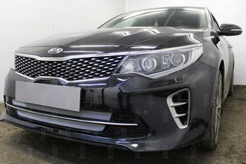 Защитная сетка радиатора ProtectGrille для KIA Optima GT/GT-Line (2015-н.в. Хром) - ОбвесКарРу VIN: KOPGT15.chrome. 