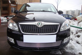 Защитная сетка радиатора ProtectGrille для Skoda Fabia 2, рестайлинг (2011-2015 Хром) - ОбвесКарРу VIN: SKFB.chrome. 