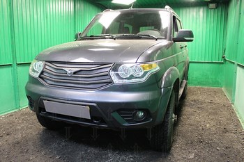 Защитная сетка радиатора ProtectGrille для УАЗ Патриот 5 частей (2014-н.в. Хром) - ОбвесКарРу VIN: UAZPAT14.chrome. 