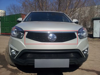 Защитная сетка радиатора ProtectGrille для Ssang Yong Actyon (2013-2015 Черная) - ОбвесКарРу VIN: SYAC13.top.black. 