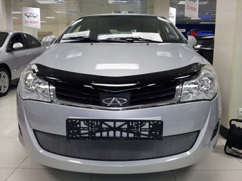 Защитная сетка радиатора ProtectGrille для Chery Bonus (2011-2015 Хром) - ОбвесКарРу VIN: CHB.chrome. 