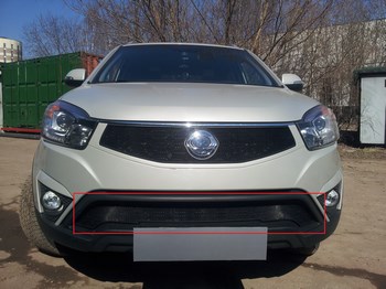 Защитная сетка радиатора ProtectGrille для Ssang Yong Actyon (2013-2015 Черная) - ОбвесКарРу VIN: SYAC13.bot.black. 