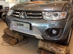 Защитная сетка радиатора ProtectGrille для Mitsubishi L200 Калуга (2013-2015 Хром)