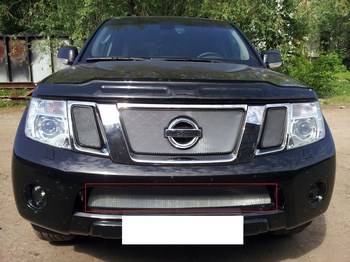 Защитная сетка радиатора ProtectGrille нижняя для Nissan Pathfinder (2011-2014 Хром) - ОбвесКарРу VIN: NPAF11.bot.chrome. 