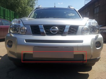 Защитная сетка радиатора ProtectGrille нижняя для Nissan X-Trail (2007-2010 Хром) - ОбвесКарРу VIN: NXTRT31-07.bot.chrome. 