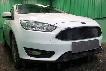 Защитная сетка радиатора ProtectGrille нижняя для Ford Focus III рестайлинг (2015-н.в. Черная) - ОбвесКарРу VIN: FFOCIII14.bot.black. 