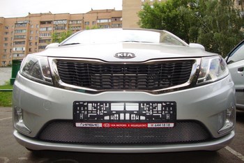 Защитная сетка радиатора ProtectGrille нижняя для KIA RIO (2011-2015 Хром) - ОбвесКарРу VIN: KRIO.bot.chrome. 