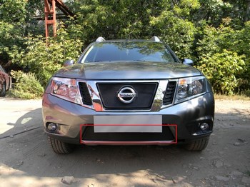 Защитная сетка радиатора ProtectGrille нижняя для Nissan Terrano (2014-2015 Черная) - ОбвесКарРу VIN: NISTER.bot.black. 