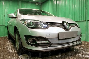 Защитная сетка радиатора ProtectGrille нижняя для Renault Megane 2 части (2014-н.в. Хром) - ОбвесКарРу VIN: RMEG13.bot.chrome. 