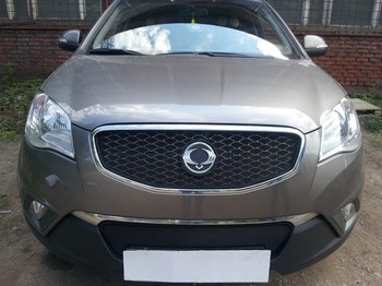 Защитная сетка радиатора ProtectGrille нижняя для Ssang Yong Actyon C200 (2010-2013 Черная) - ОбвесКарРу VIN: SYACKOREA.bot.black. 