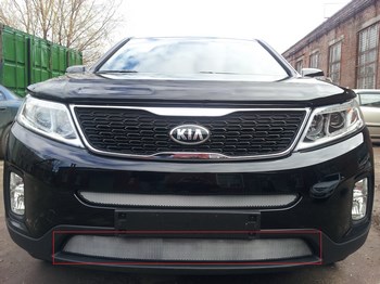 Защитная сетка радиатора ProtectGrille нижняя для KIA Sorento (2013-2015 Хром) - ОбвесКарРу VIN: KS13.bot.chrome. 