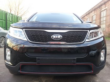 Защитная сетка радиатора ProtectGrille нижняя для KIA Sorento (2013-2015 Черная) - ОбвесКарРу VIN: KS13.bot.black. 