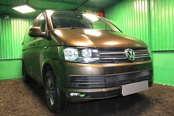 Защитная сетка радиатора ProtectGrille нижняя для Volkswagen T6 Multivan 2 части (2015-н.в. Черная) - ОбвесКарРу VIN: WVT6.bot.black. 