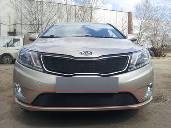 Защитная сетка радиатора ProtectGrille нижняя для KIA RIO (2011-2015 Черная) - ОбвесКарРу VIN: KRIO.bot.black. 