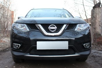 Защитная сетка радиатора ProtectGrille нижняя для Nissan X-Trail (2015-н.в. Черная) - ОбвесКарРу VIN: NXTRT32.OPTIMAL.bot.black. 