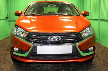 Защитная сетка радиатора ProtectGrille нижняя для Lada Vesta 2 части (2015-н.в. Черная) - ОбвесКарРу VIN: LADVES.bot.black. 