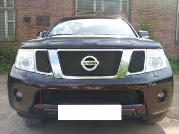 Защитная сетка радиатора ProtectGrille нижняя для Nissan Pathfinder (2011-2014 Черная) - ОбвесКарРу VIN: NPAF11.bot.black. 