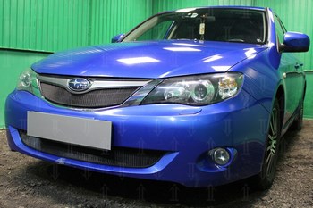 Защитная сетка радиатора ProtectGrille нижняя для Subaru Impreza (2007-2011 Черная) - ОбвесКарРу VIN: SUBIMP07.bot.black. 