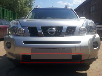 Защитная сетка радиатора ProtectGrille нижняя для Nissan X-Trail (2007-2010 Черная) - ОбвесКарРу VIN: NXTRT31-07.bot.black. 