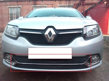 Защитная сетка радиатора ProtectGrille нижняя для Renault Logan (2014-2015 Черная) - ОбвесКарРу VIN: RLOG14.LUX.bot.black. 