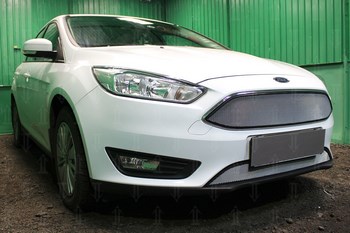 Защитная сетка радиатора ProtectGrille нижняя для Ford Focus III рестайлинг (2015-н.в. Хром) - ОбвесКарРу VIN: FFOCIII14.bot.chrome. 