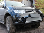 Защитная сетка радиатора ProtectGrille Oplimal для Mitsubishi L200 Калуга (2013-2015 Хром)