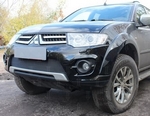 Защитная сетка радиатора ProtectGrille Oplimal для Mitsubishi L200 Калуга (2013-2015 Черная)