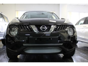 Защитная сетка радиатора ProtectGrille Optimal нижняя для Nissan Juke (2014-2015 Хром) - ОбвесКарРу VIN: NJUK14.OPTIMAL.bot.chrome. 