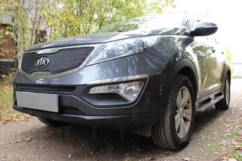 Защитная сетка радиатора ProtectGrille Optimal верхняя для KIA Sportage (2010-2014 Хром) - ОбвесКарРу VIN: KSPO10.OPTIMAL.top.chrome. 