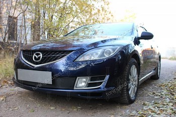 Защитная сетка радиатора ProtectGrille Optimal для Mazda 6 (2007-2010 Черная) - ОбвесКарРу VIN: MAZ6.07.OPTIMAL.black. 