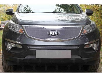 Защитная сетка радиатора ProtectGrille Optimal верхняя для KIA Sportage (2014-2015 Хром) - ОбвесКарРу VIN: KSPO14.OPTIMAL.top.chrome. 