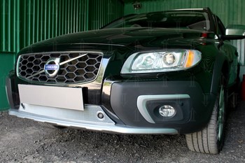 Защитная сетка радиатора ProtectGrille Optimal с парктроником нижняя для Vovlo XC70 (2007-2013 Хром) - ОбвесКарРу VIN: VXC70.07.OPTIMAL.park.bot. 