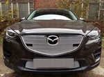 Защитная сетка радиатора ProtectGrille Optimal верхняя с парктроником для Mazda CX5 (2015-2016 Хром)