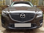 Защитная сетка радиатора ProtectGrille Optimal верхняя с парктроником для Mazda CX5 (2015-2016 Черная)