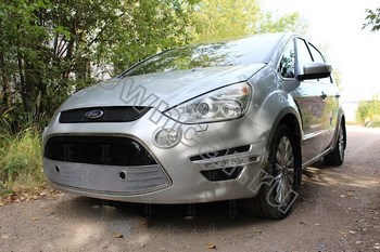 Защитная сетка радиатора ProtectGrille Optimal с парктроником для Ford S-Max (2010-2015 Хром) - ОбвесКарРу VIN: FORSMAX10.OPTIMAL.park.ch. 