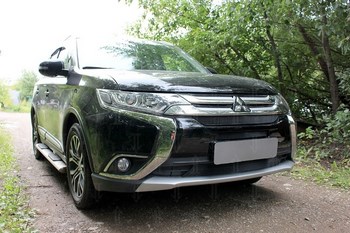 Защитная сетка радиатора ProtectGrille Optimal 3 части для Mitsubishi Outlander III (2015- Черная) - ОбвесКарРу VIN: MITOUT15.OPTIMAL.black. 