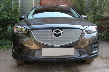 Защитная сетка радиатора ProtectGrille Optimal верхняя для Mazda CX5 (2015-2016 Хром) - ОбвесКарРу VIN: MАZCX15.OPTIMAL.top.chrom. 