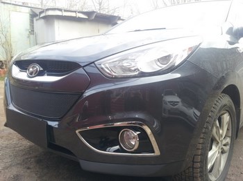 Защитная сетка радиатора ProtectGrille Optimal для Hyundai IX35 (2010-2015 Черная) - ОбвесКарРу VIN: HIX35.OPTIMAL.black. 