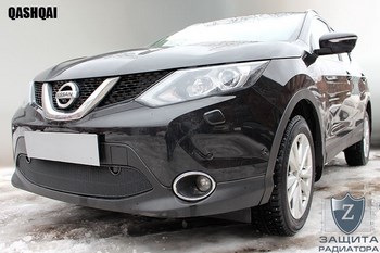 Защитная сетка радиатора ProtectGrille Optimal для Nissan Qashqai (2014-2015 Черная) - ОбвесКарРу VIN: NQAS14.OPTIMAL.black. 