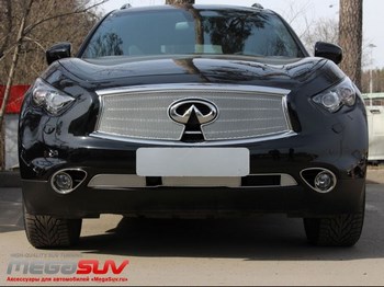 Защитная сетка радиатора ProtectGrille Premium верхняя для Infiniti FX37 II (2012-2013 Хром) - ОбвесКарРу VIN: INFQX70.PREMIUM.CAM.top.c. 