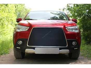 Защитная сетка радиатора ProtectGrille Premium для Mitsubishi ASX (2010-2012 Черная) - ОбвесКарРу VIN: MITASX10.PREMIUM.black. 