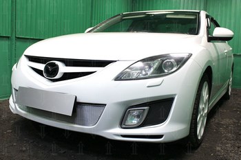 Защитная сетка радиатора ProtectGrille Premium для Mazda 6 (2007-2010 Хром) - ОбвесКарРу VIN: MZ6SP.07.PREMIUM.chrome. 