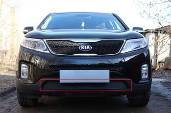 Защитная сетка радиатора ProtectGrille Premium нижняя для KIA Sorento (2013-2015 Черная) - ОбвесКарРу VIN: KS13.Premium.bot.black. 