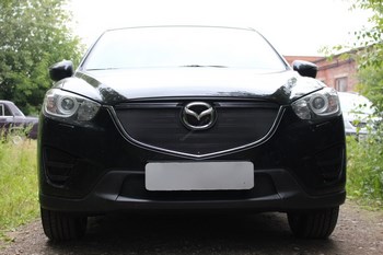 Защитная сетка радиатора ProtectGrille Premium верхняя для Mazda CX5 (2012-2014 Черная) - ОбвесКарРу VIN: MАZCX15.top.black. 