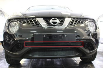 Защитная сетка радиатора ProtectGrille Premium верхняя для Nissan Juke (2014-2015 Черная) - ОбвесКарРу VIN: NJUK14.Premium.top.black. 