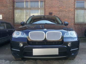 Защитная сетка радиатора ProtectGrille Premium для BMW X5 (2006-2013 Хром) - ОбвесКарРу VIN: BMWX5X6.Premium.chrome. 