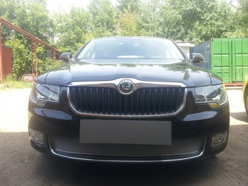 Защитная сетка радиатора ProtectGrille Premium для Skoda Superb (2009-2013 Хром) - ОбвесКарРу VIN: SKSUP.Premium.chrome. 